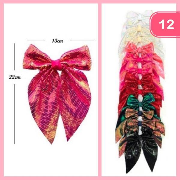 SEQUINS LONG TAIL HAIR BOW (12 UNITS)