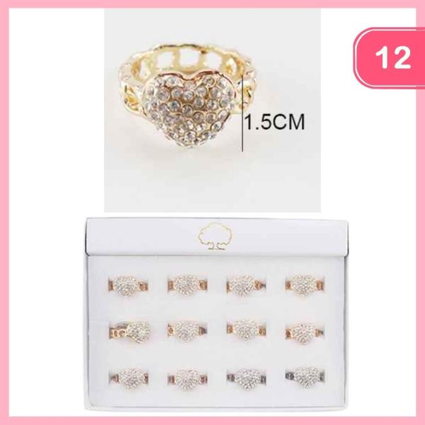HEART RHINESTONE RING (12 UNITS)