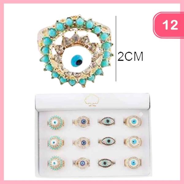 EVIL EYE RHINESTONE RING (12 UNITS)