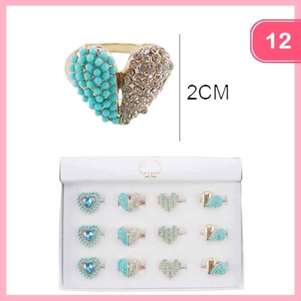 RHINESTONE MULTI HEART RING (12 UNITS)