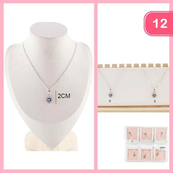 EVIL EYE HEART LOCK PENDANT NECKLACE (12 UNITS)