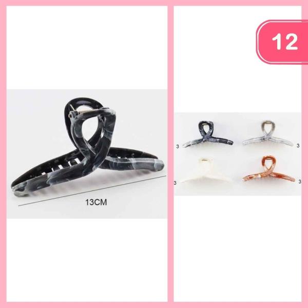 MARBLE LIKE HAIR CLAW CLIP (12 UNITS)