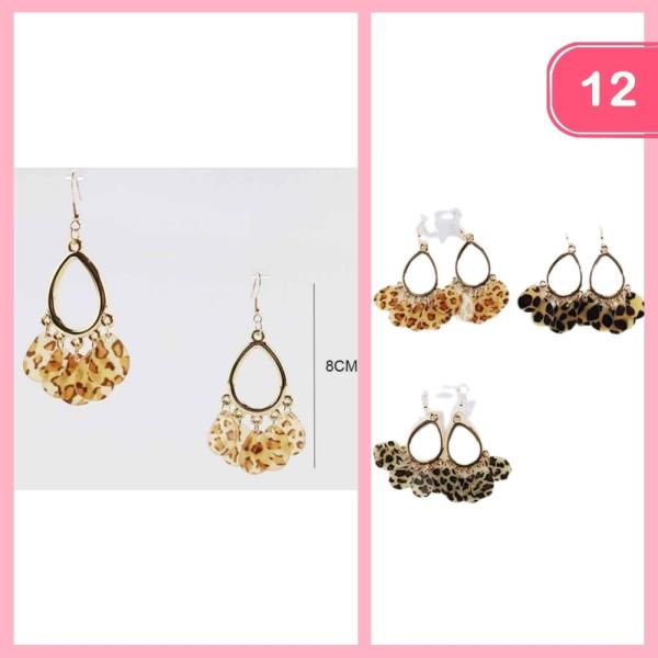 LEOPARD PRINT DANGLE EARRINGS (12 UNITS)