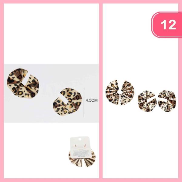 HALF FAN LEOPARD PRING EARRINGS (12 UNITS)