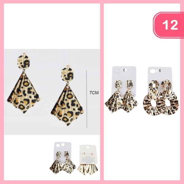LEOPARD PRINT DANGLE EARRINGS (12 UNITS)