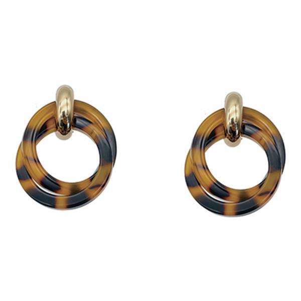 METAL TORTOISE RESIN ROUND STUD EARRING