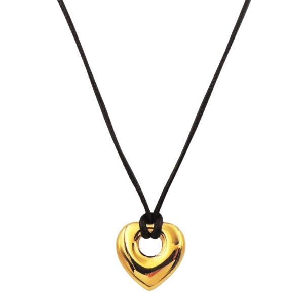 METAL HEART PENDANT CORD NECKLACE