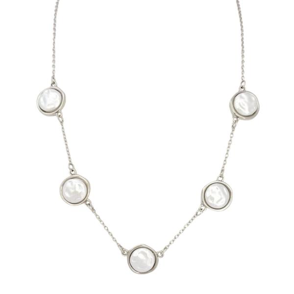 METAL FAUX PEARL LINK STATION NECKLACE