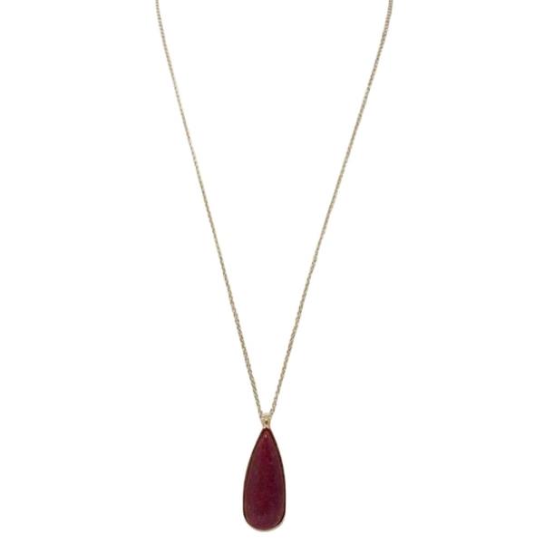 OVAL STONE DROP PENDANT LONG NECKLACE