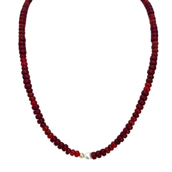 METAL BEAD PEARL NECKLACE