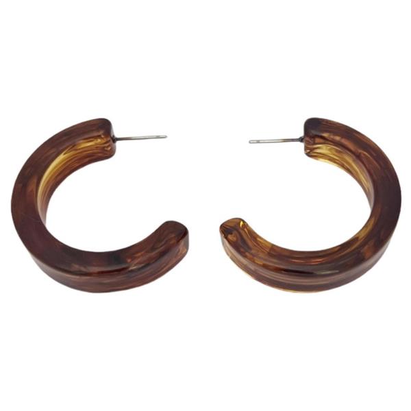 METAL AMBER RESIN THICK HOOP EARRING