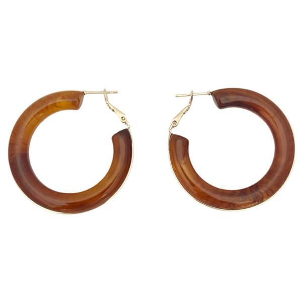 METAL AMBER RESIN ROUND HOOP EARRING