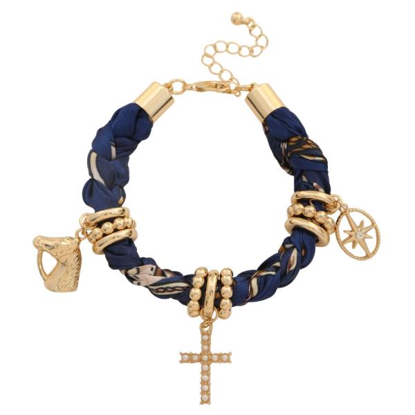 CROSS MULTI CHARM BRAIDED BRACELET