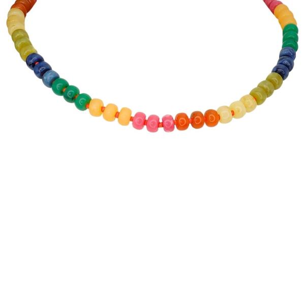 METAL MULTI COLOR BEAD SHORT NECKLACE