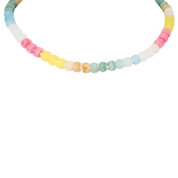 METAL MULTI COLOR BEAD SHORT NECKLACE