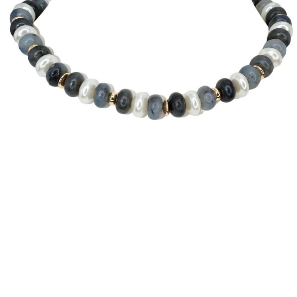 METAL MIXED BEAD SHORT NECKLACE