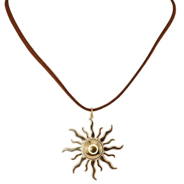 METAL SUN PENDANT CORD NECKLACE