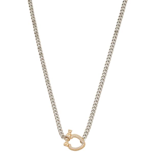 METAL RHINESTONE OVAL HORSEBIT LINK NECKLACE