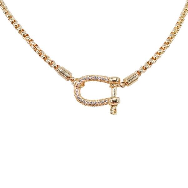 METAL RHINESTONE HORSEBIT LINK NECKLACE