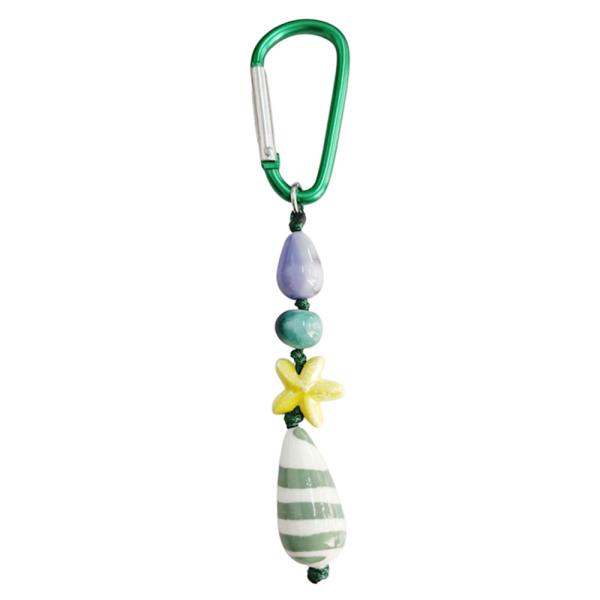MIXED BEAD FLOWER DROP BAG CHARM KEYCHAIN