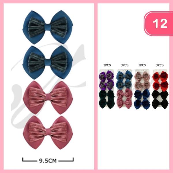 RIBBON VELVET HAIR BOW (12 UNITS)
