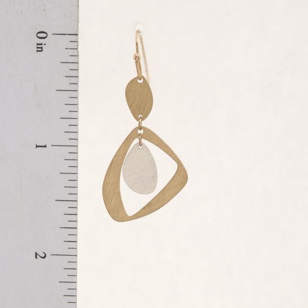 TWO TONE BRUSHED METAL GEO SHAPE EARRING