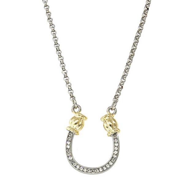 METAL HORSESHOE RHINESTONE PENDANT NECKLACE 