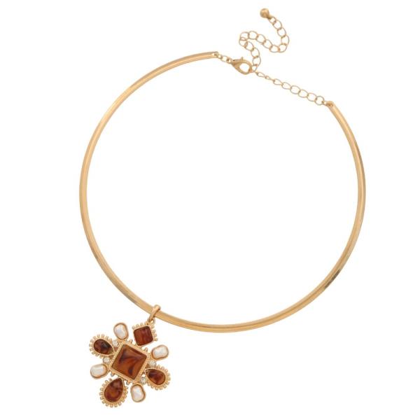 TORTOISE PEARL BEAD PENDANT NECKLACE