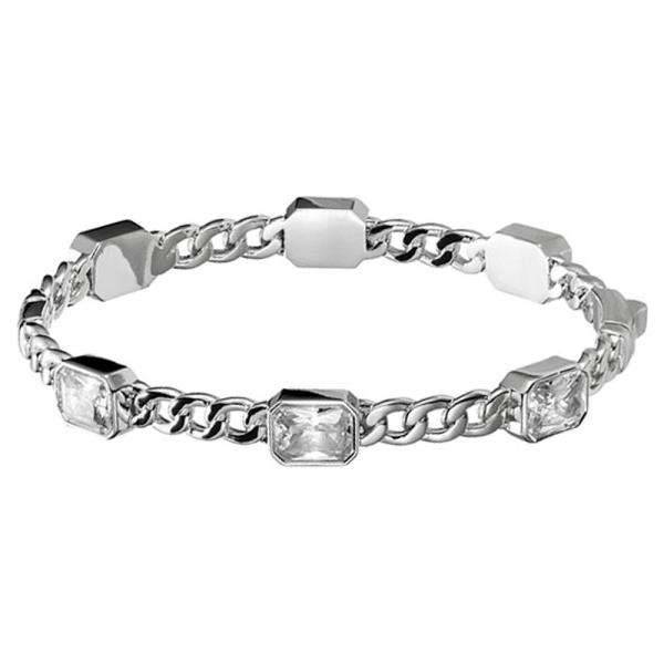 METAL CHAIN CLEAR CZ STONE LINK BRACELET