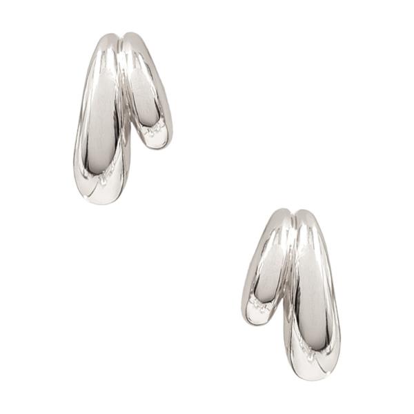 METAL DOUBLE HOOP STUD EARRING