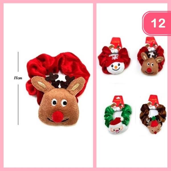 CUTE CHRISTMAS HAIR SCRUNCHIE (12 UNITS)