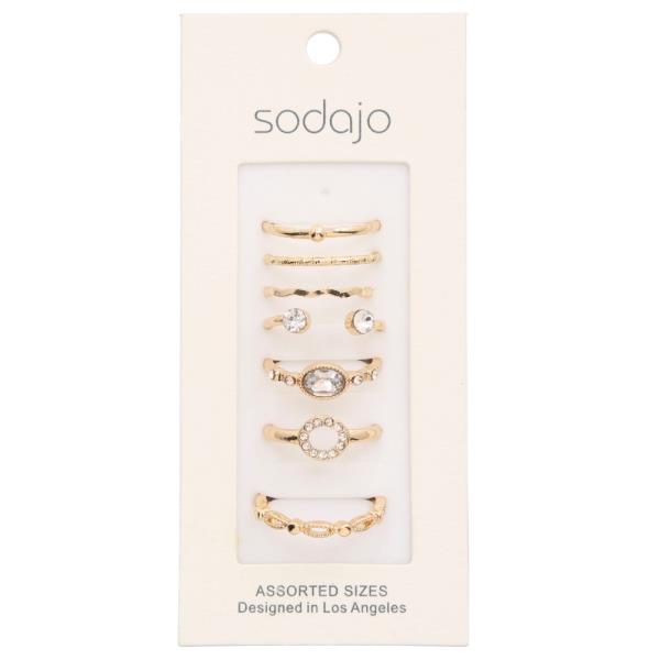 SODAJO METAL RHINESTONE ASSORTED RING SET