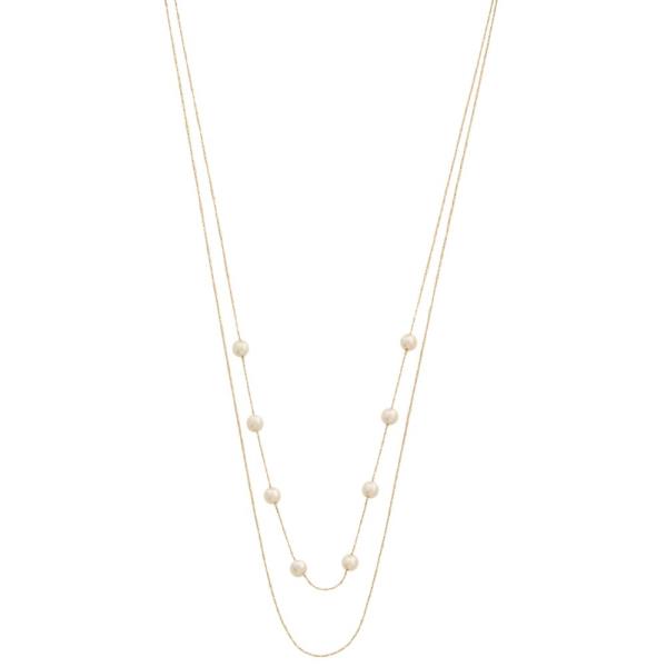SODAJO PEARL BEAD LAYERED GOLD DIPPED NECKLACE