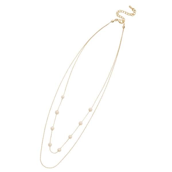 SODAJO PEARL BEAD LAYERED GOLD DIPPED NECKLACE