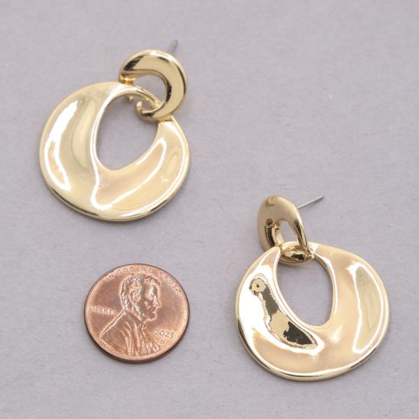 SODAJO DOUBLE CIRCLE GOLD DIPPED METAL EARRING