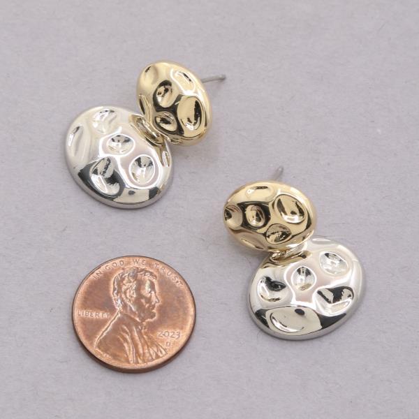 SODAJO TWO TONE OVAL LINK METAL GOLD DIPPED EARRING