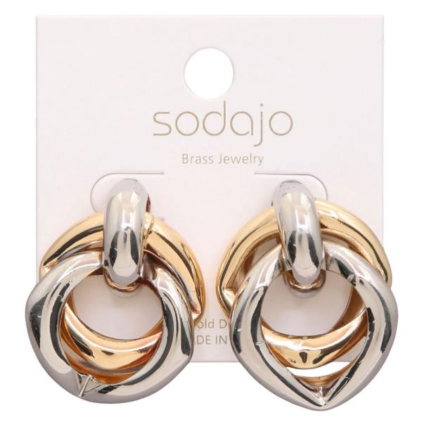 SODAJO TWO TONE LOOP METAL GOLD DIPPED EARRING