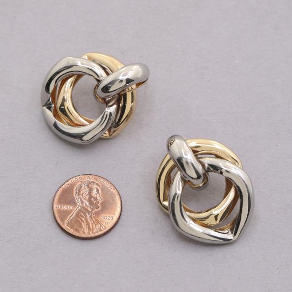 SODAJO TWO TONE LOOP METAL GOLD DIPPED EARRING