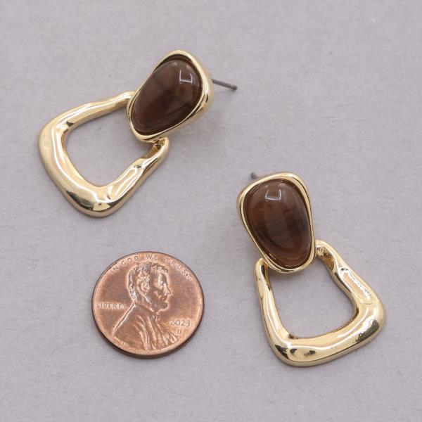 SODAJO STONE TRIANGLE GOLD DIPPED METAL EARRING