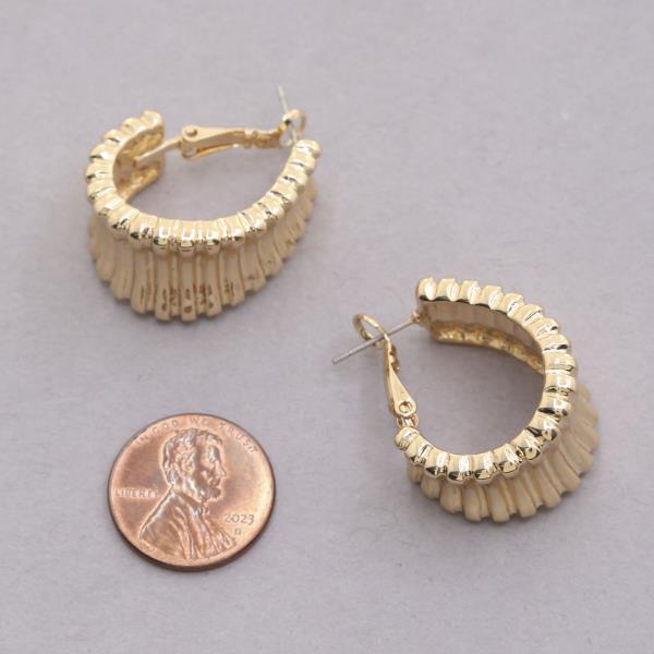 SODAJO TEARDROP TEXTURED GOLD DIPPED HOOP EARRING
