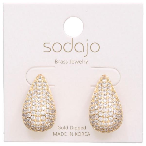 SODAJO CZ TEARDROP GOLD DIPPED EARRING