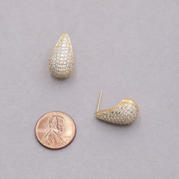 SODAJO CZ TEARDROP GOLD DIPPED EARRING