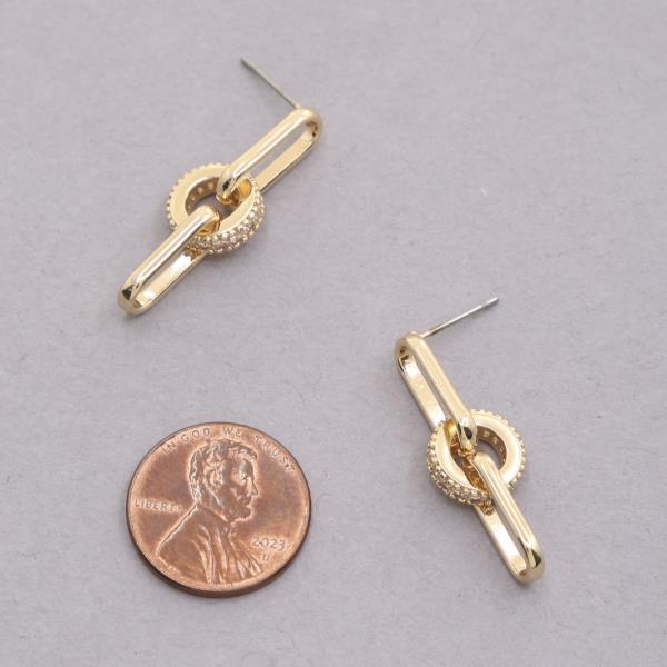 SODAJO OVAL LINK CZ GOLD DIPPED EARRING