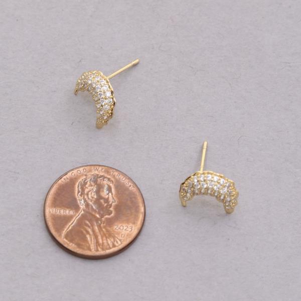 SODAJO CZ MOON SHAPE GOLD DIPPED EARRING
