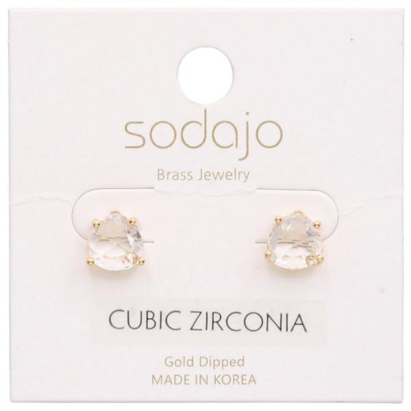 SODAJO CZ STUD GOLD DIPPED EARRING