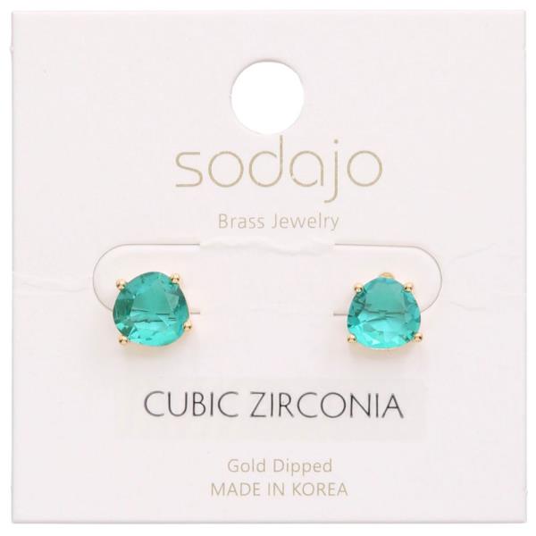 SODAJO CZ STUD GOLD DIPPED EARRING