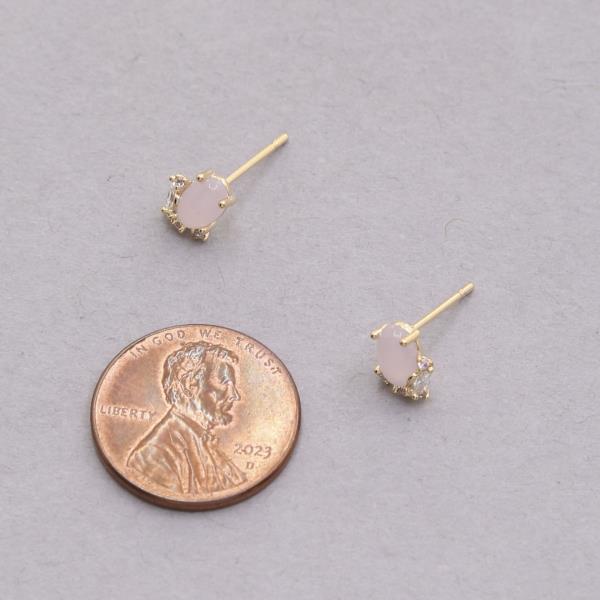 SODAJO OVAL STONE CZ GOLD DIPPED EARRING