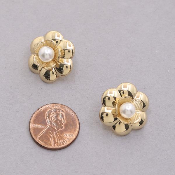 SODAJO FLOWER SHAPE PEARL BEAD GOLD DIPPED EARRING