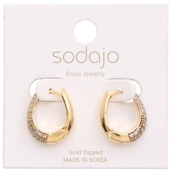 SODAJO RHINESTONE GOLD DIPPED HOOP EARRING