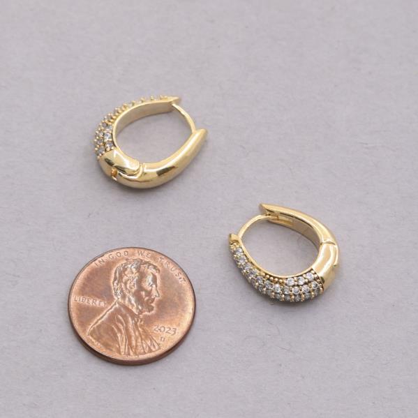 SODAJO RHINESTONE GOLD DIPPED HOOP EARRING